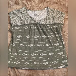 Sonoma Green and White Patterned Top